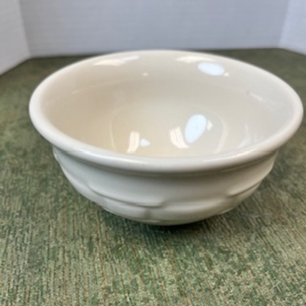 Longaberger‎ Pottery Traditions Ivory Woven Basket Weave Bowl USA 4.5 Inch Small